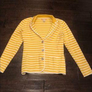 Banana Republic yellow and white stripped blazer